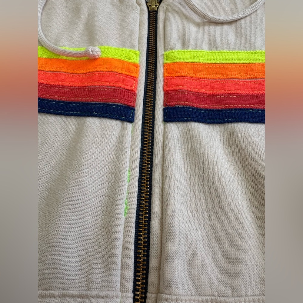 Aviator Nation Cream Color 5 Stripe Full Zip Hoodie Size XS *See description - Picture 7 of 9